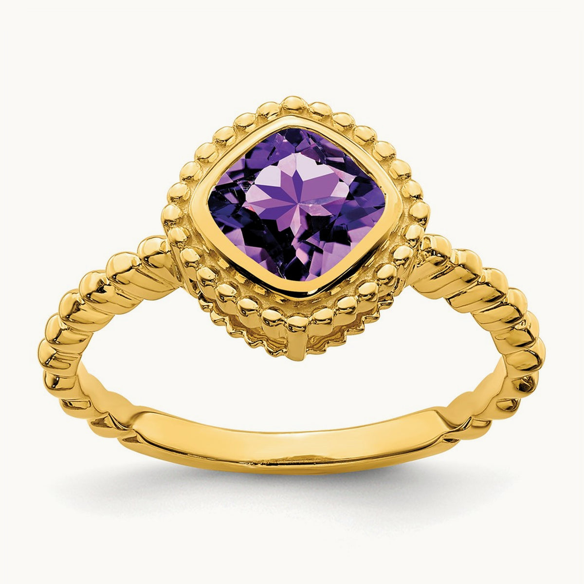 Cushion Amethyst Ring, 14K