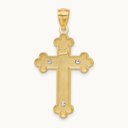 w/Rhodium Inri Budded Crucifix, 14K Two-tone