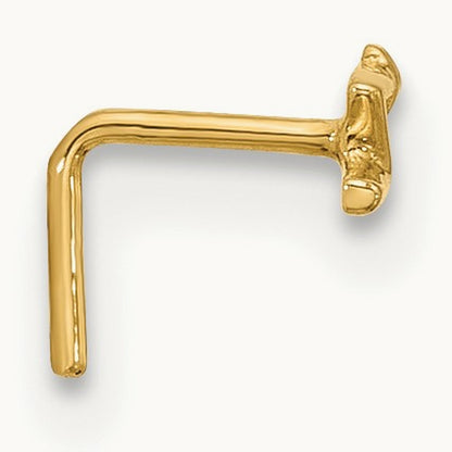 22 Gauge Lightning Bolt Nose Stud, 14K