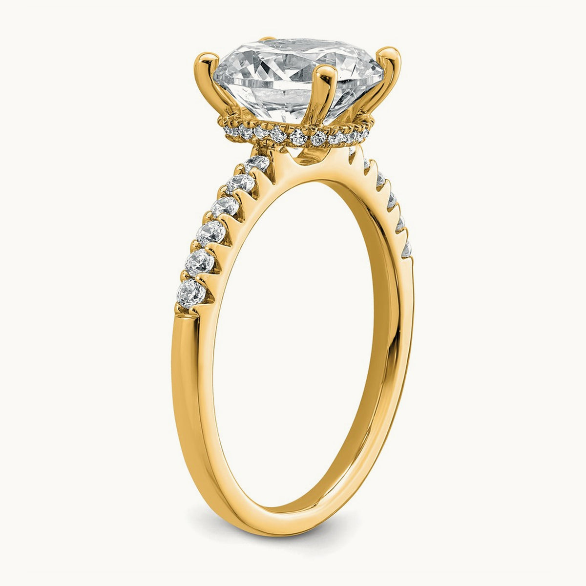 Round Engagement Ring, 1.25-2.75 ct tw Lab-Grown Diamond — 2 3/4 ct, 14K Yellow Gold