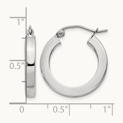 Square Tube Hoop Earrings, 14K White Gold
