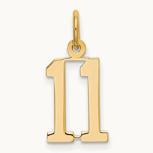 Small Elongated Number 11 Charm, 14K