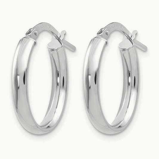 Polished White Gold Hoop Earrings, 10K — Leslie's