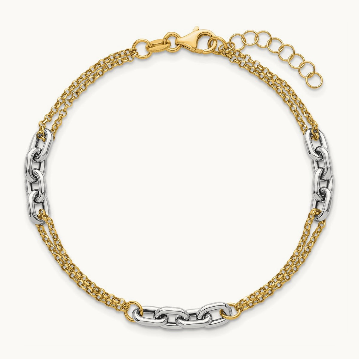 Polished 7.25in w/1in ext. Bracelet, 14K Two-tone