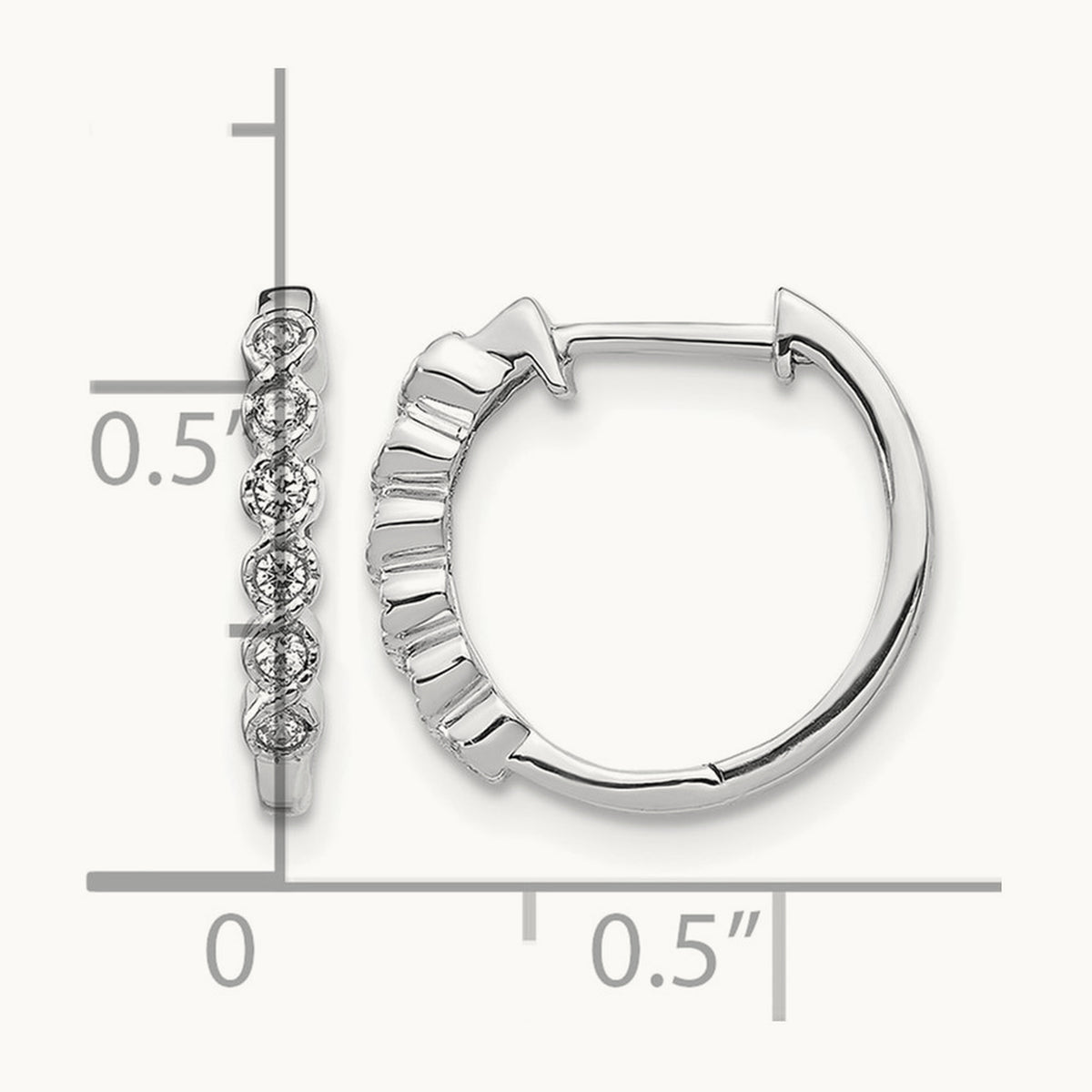 Diamond Hinged Hoop Earrings — 14K White Gold
