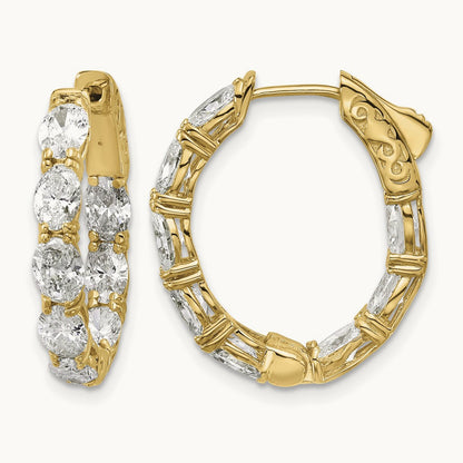 Oval & Round in/Out Hoop Earrings, 4.00 ct tw Lab-Grown Diamond — 14K Yellow Gold