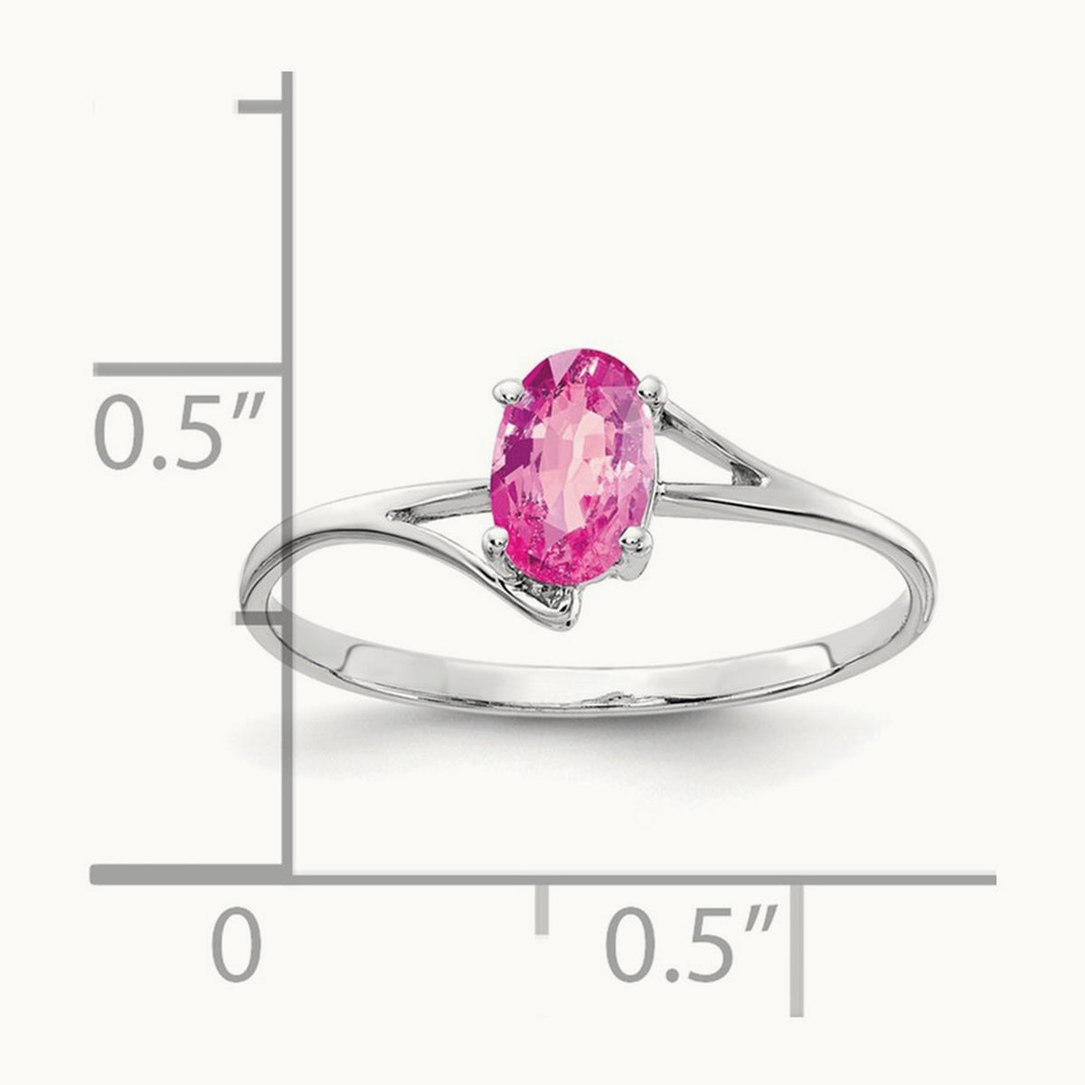 6x4mm Oval Pink Sapphire ring, 14K White Gold
