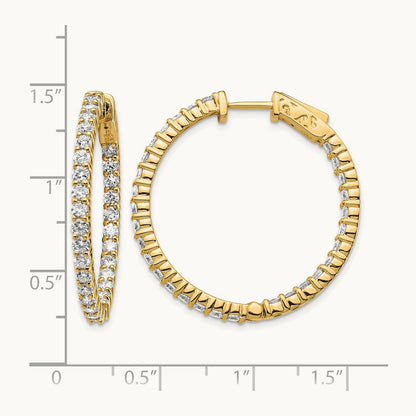 Diamond Round Hoop w/Safety Clasp Earrings, 14K