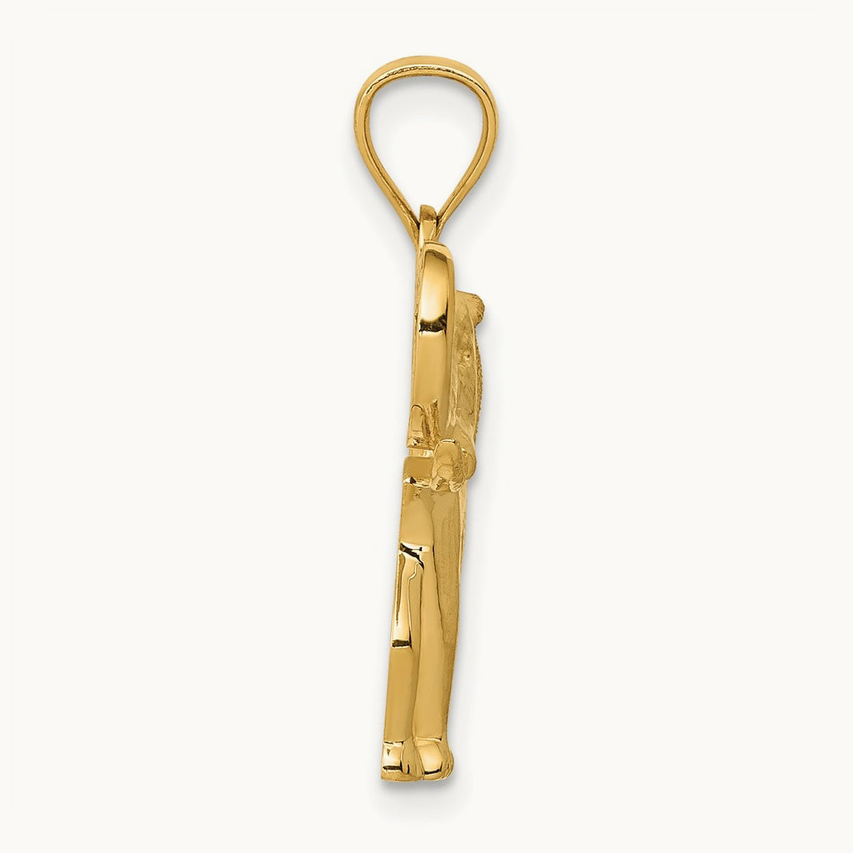 Polished / Satin Elephant Pendant, 14K