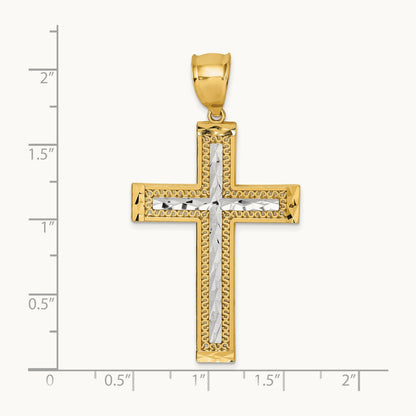 Polished w/ Diamond-cut Textured Fancy Cross Pendant — photo set