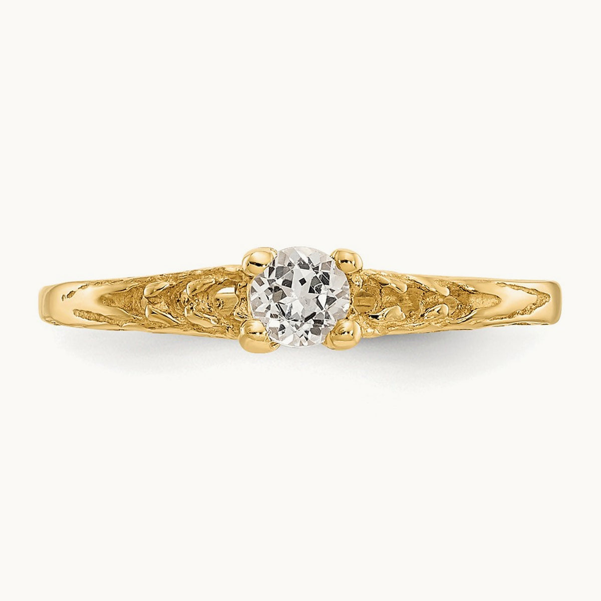 Madi K White Topaz Birthstone Baby Ring, 3mm, 14K