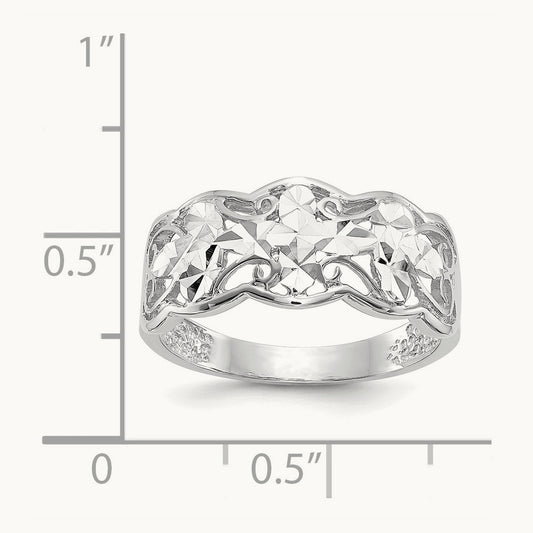 Diamond-cut Wave Ring, 14K White Gold