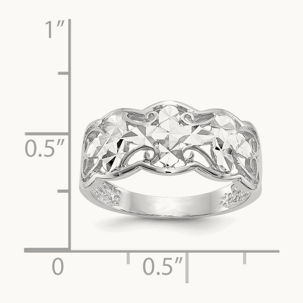 Diamond-cut Wave Ring, 14K White Gold