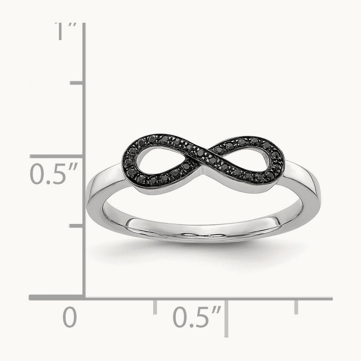 Black Diamond Infinity Ring, 14K White Gold