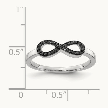 Black Diamond Infinity Ring, 14K White Gold
