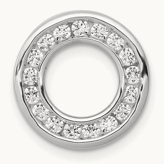 1/2ct. Diamond Channel Set Circle Chain Slide, 14K White Gold