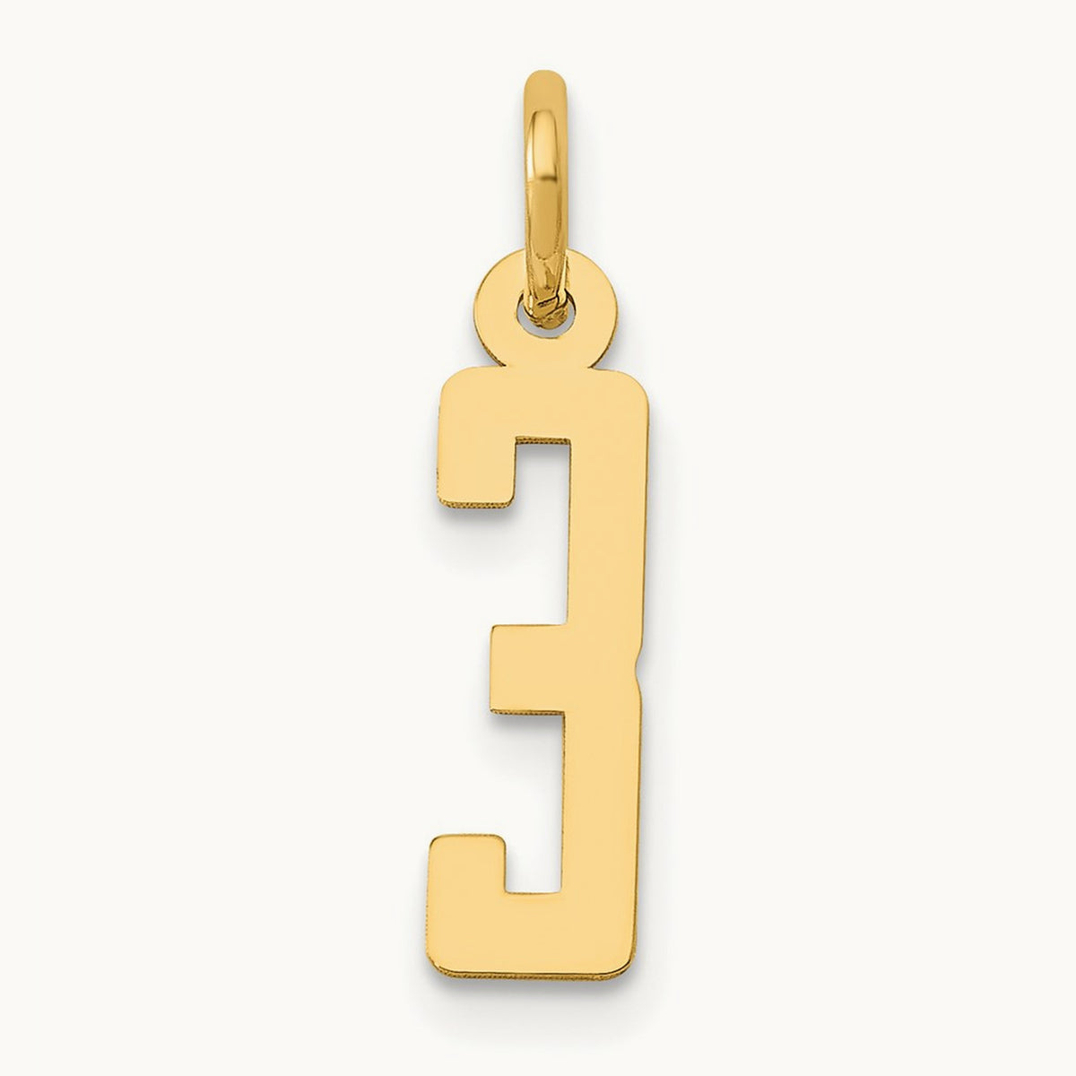 Small Elongated Number 3 Charm, 14K