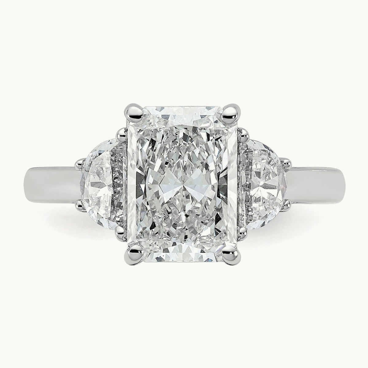 Radiant & 1/2 Moon Engagement Ring, 1.25-4.00 ct tw Lab-Grown Diamond — 3 1/8 ct, 14K White Gold