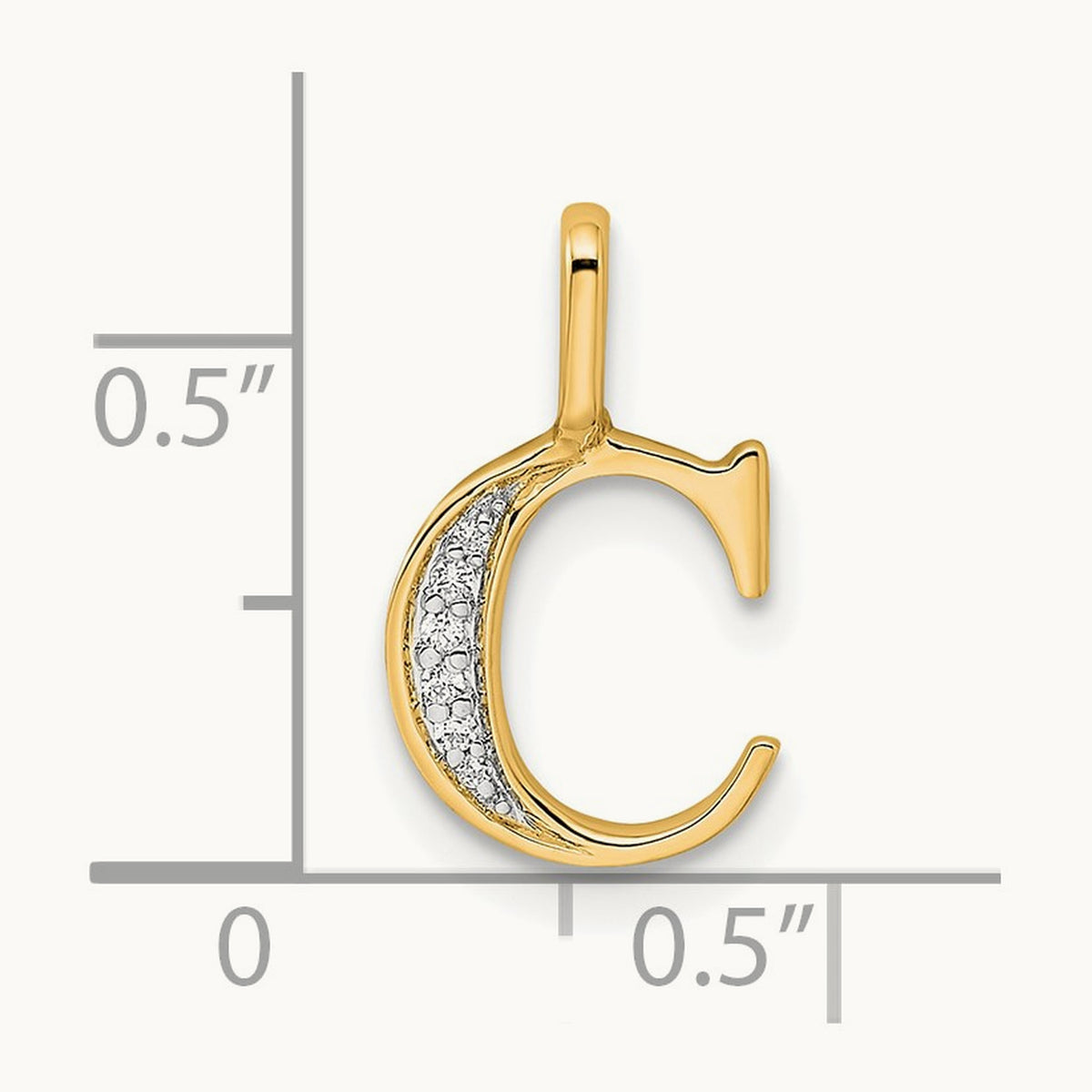 Diamond Letter C Initial Pendant, 14K