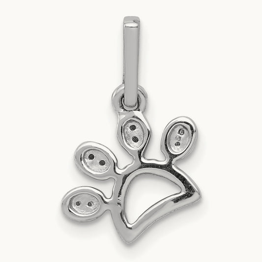 1/10ct. Diamond Paw Print Pendant, 14K White Gold