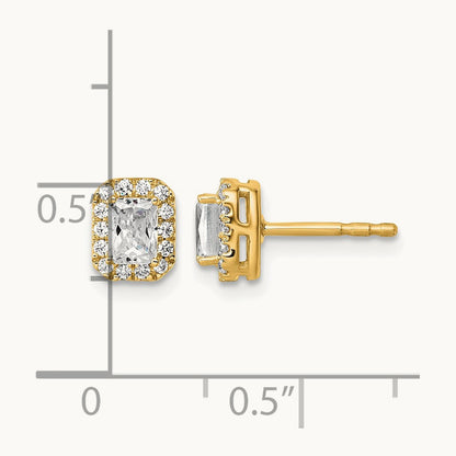 Radiant Halo Post Earrings, 0.50-8.50 ct tw Lab-Grown Diamond — 5/8 ct, 14K Yellow Gold