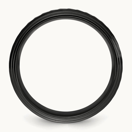 Black Zirconium Polished Grooved Band, 8mm