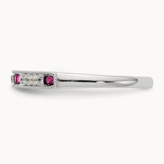 Diamond w/Ruby Band, 14K White Gold