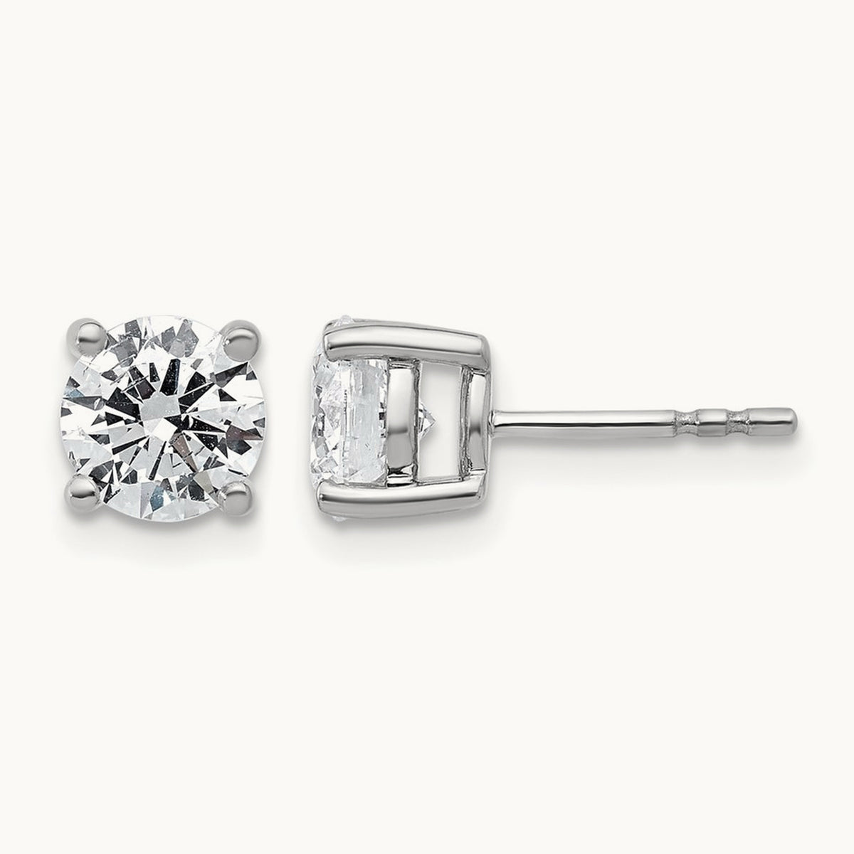 Round Lightweight Earrings, 0.25-6.00 ct tw Lab-Grown Diamond — 2 ct, 14K White Gold
