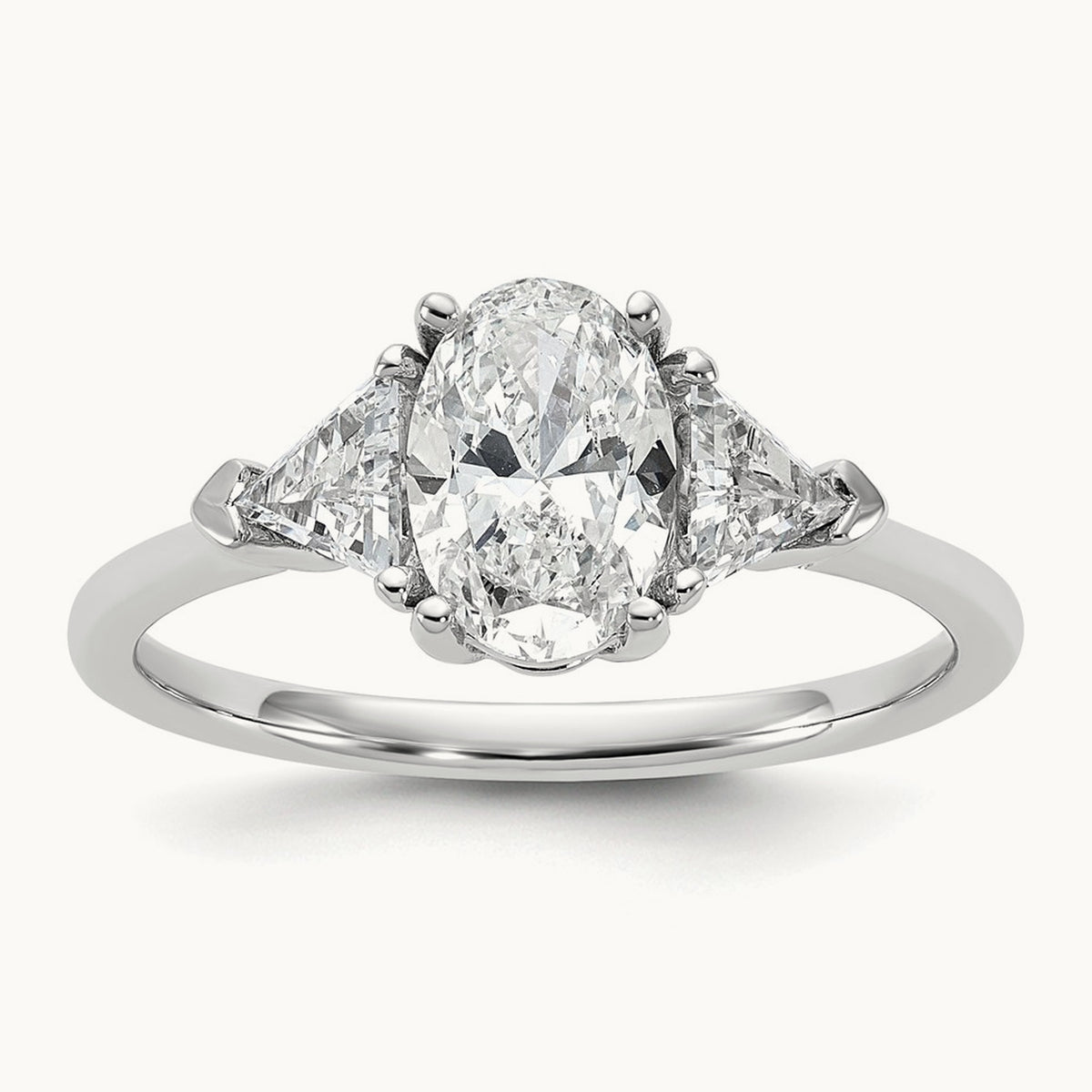 Oval & Trillion 3 Stone Engagement Ring, 1.50-4.00 ct tw Lab-Grown Diamond — 1 1/2 ct, 14K White Gold