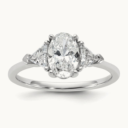 Oval & Trillion 3 Stone Engagement Ring, 1.50-4.00 ct tw Lab-Grown Diamond — 1 1/2 ct, 14K White Gold