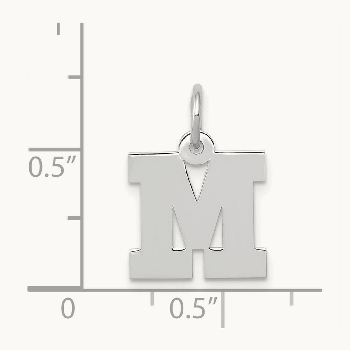 Small Block Initial Charm — 14K White Gold, M