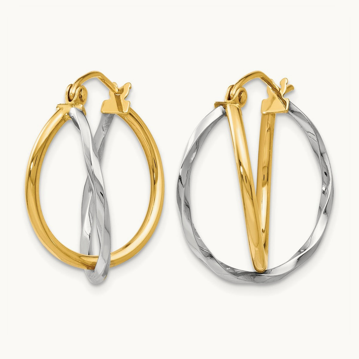 Polished Bypass Hoop Earrings, 14K Two-tone — Leslie's