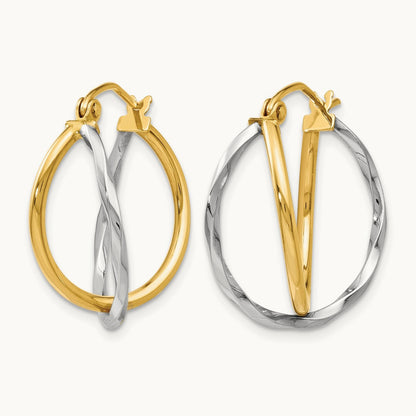 Polished Bypass Hoop Earrings, 14K Two-tone — Leslie's