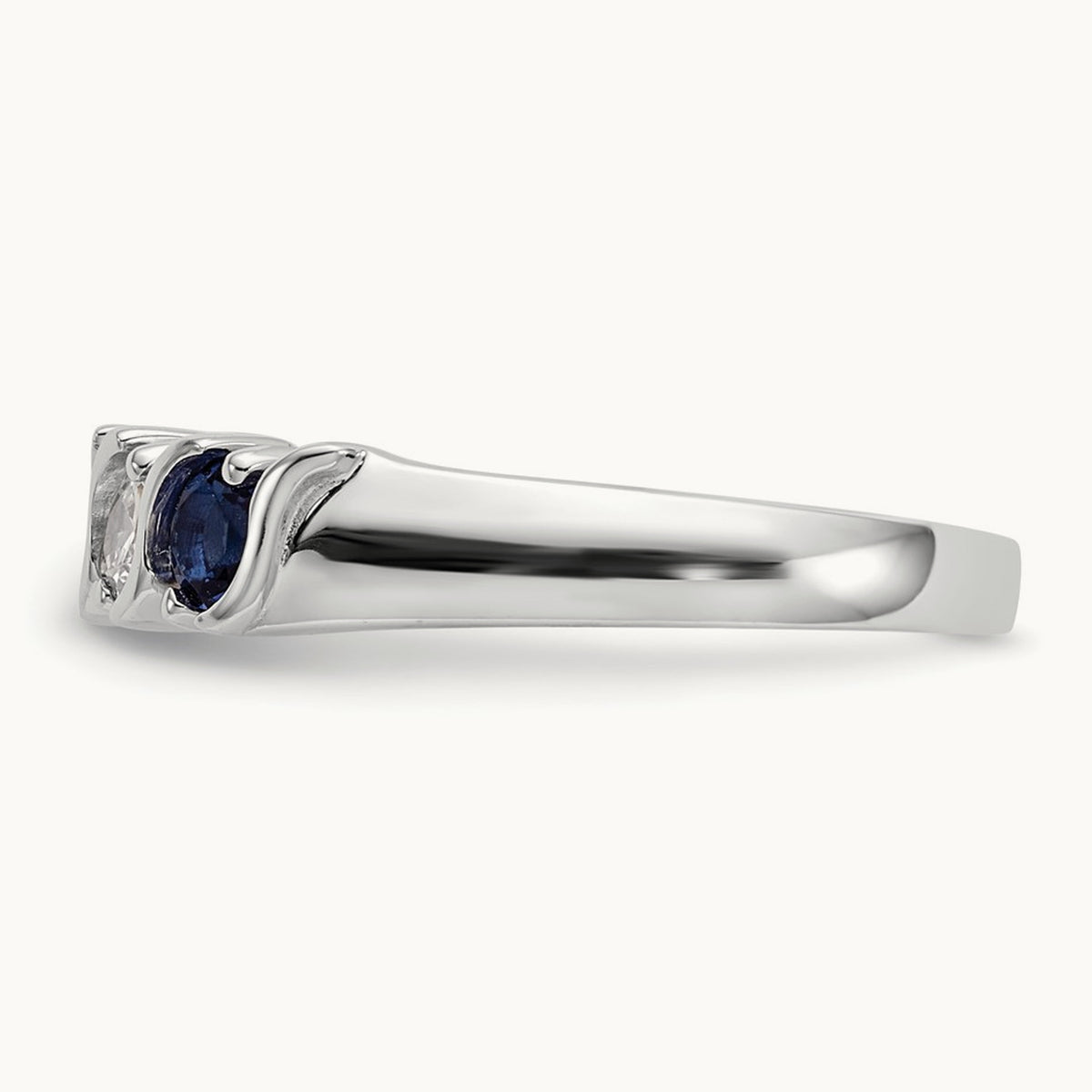 Diamond with Sapphire Band — 14K White Gold, 0.306 ct, 7