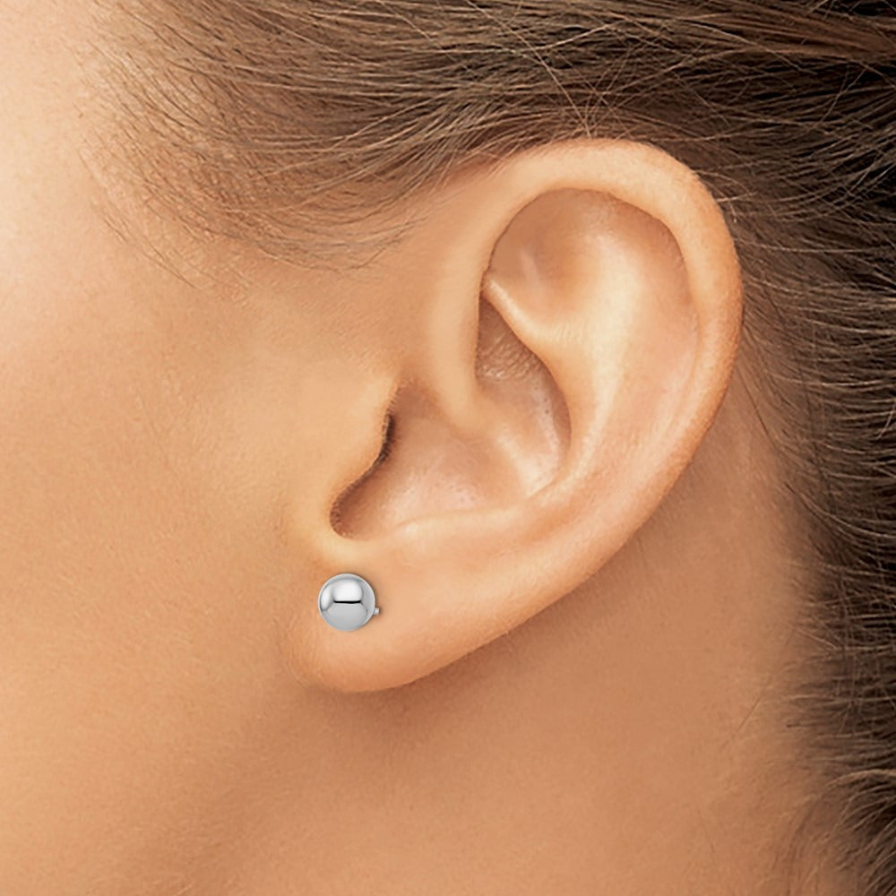 Rhodium-plated Polished Ball Post Earrings — 6mm