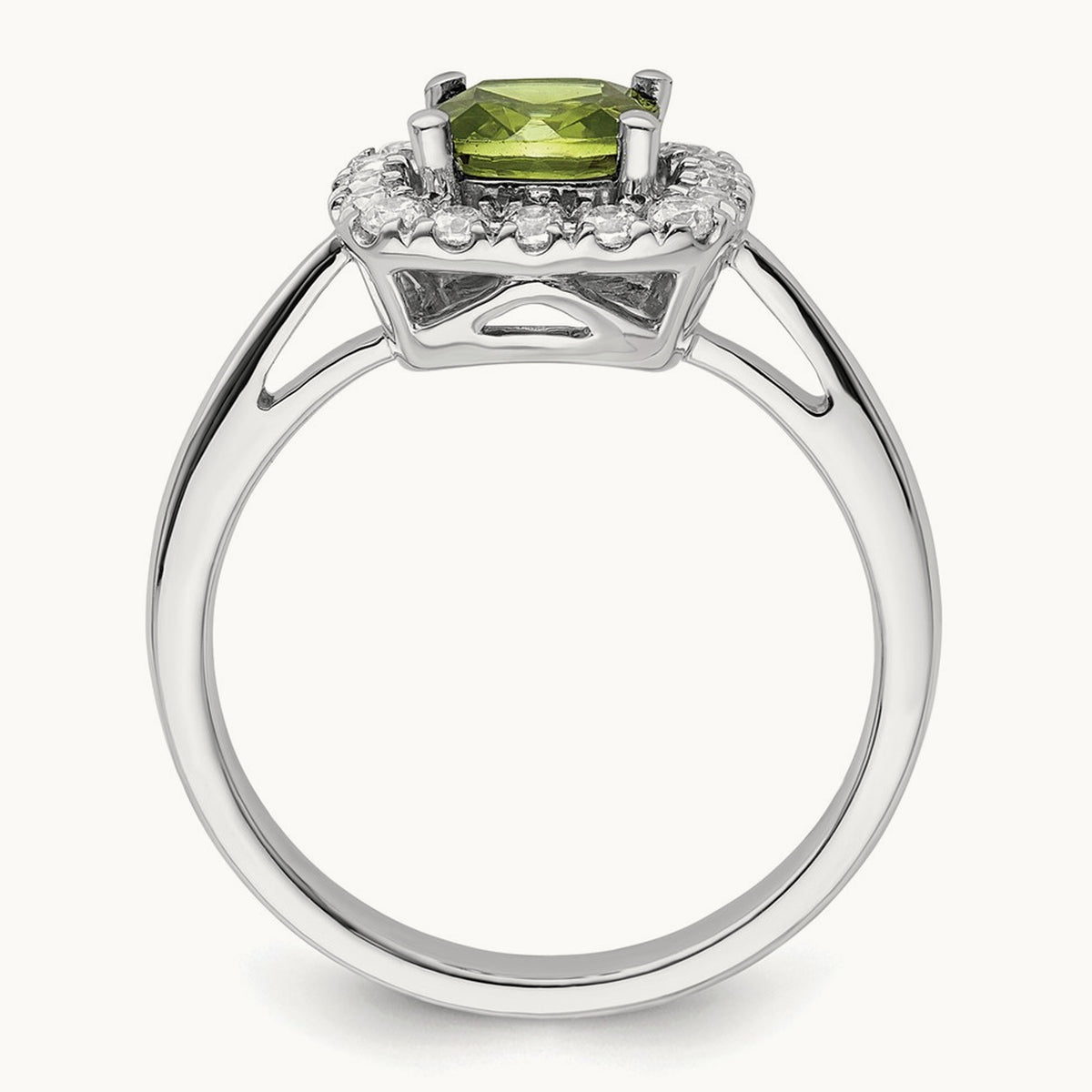 Aug Birthstone Peridot Halo Ring, 0.25 ct tw Lab-Grown Diamond