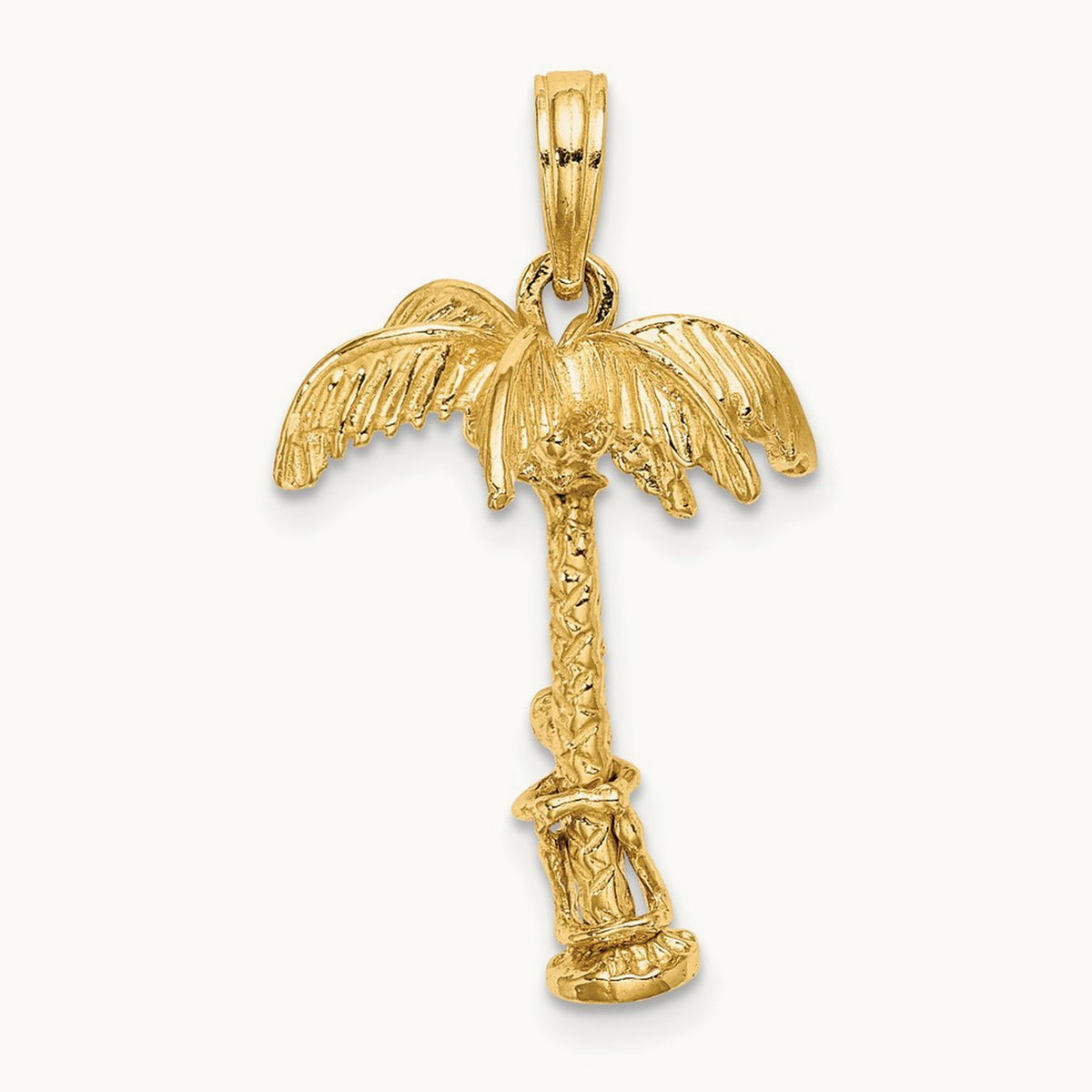 3-D Palm Tree W/Moveable Man Charm, 14K