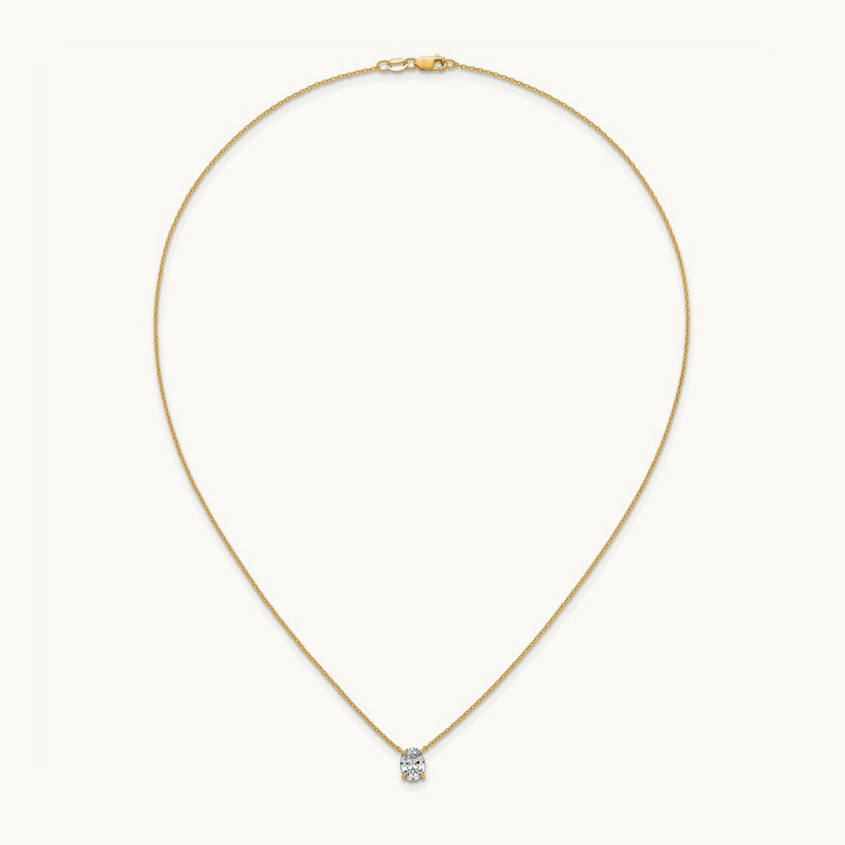 Oval Pendant Necklace, 0.25-4.00 ct tw Lab-Grown Diamond — 1 ct, 14K Yellow Gold