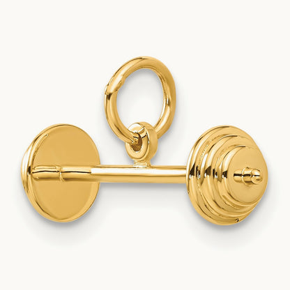 3D Barbell Charm, 14K