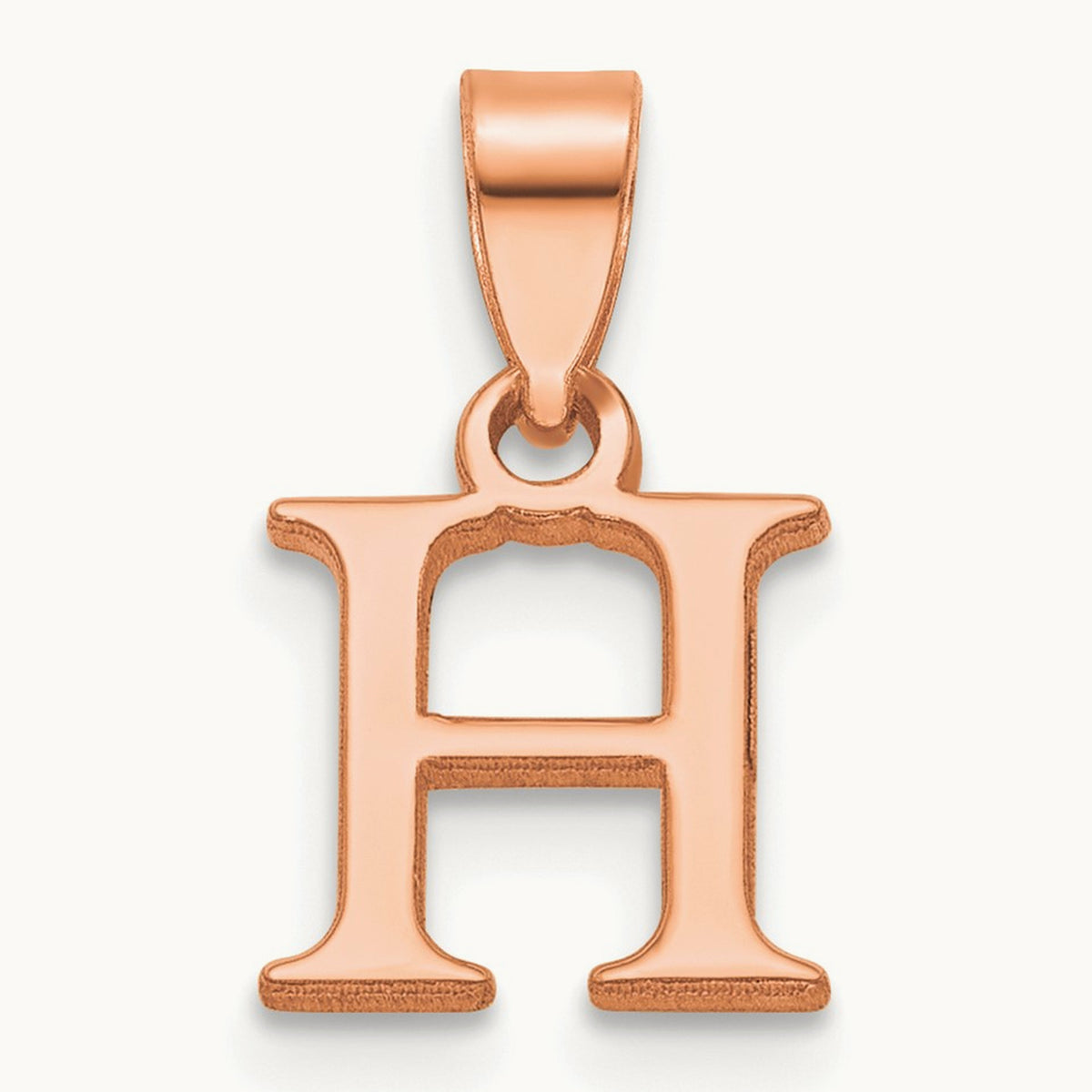 Polished Block Initial Pendant — 14K Rose Gold, H