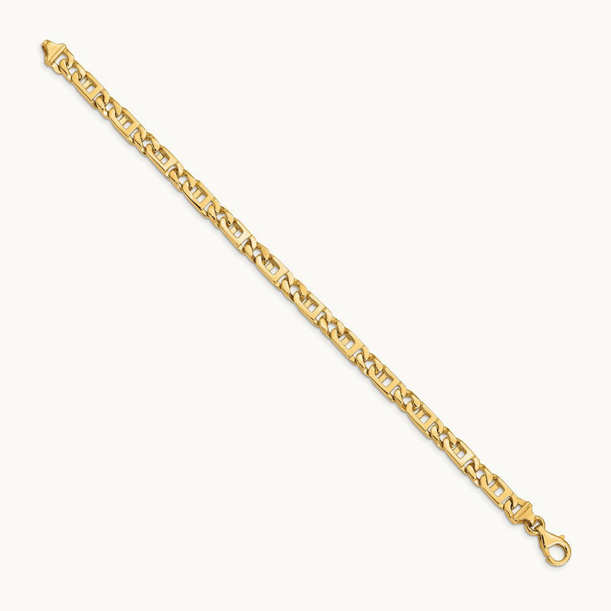 Hand-Polished Fancy Link Bracelet, 5.9mm, 14K
