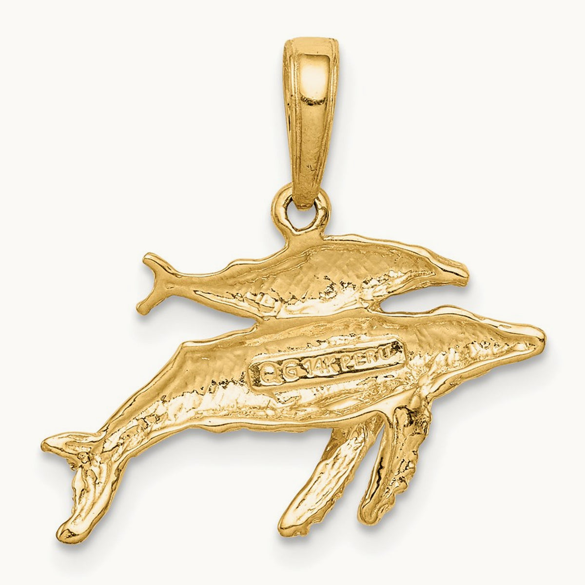 Mother and Baby Humpback Whale Pendant, 14K