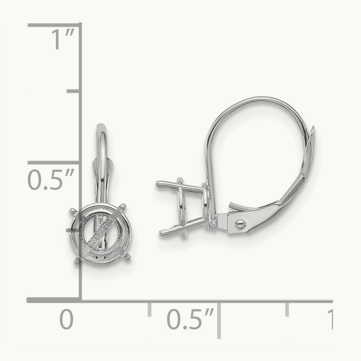 Setting: Round Leverback Earring Mounting — 14K White Gold