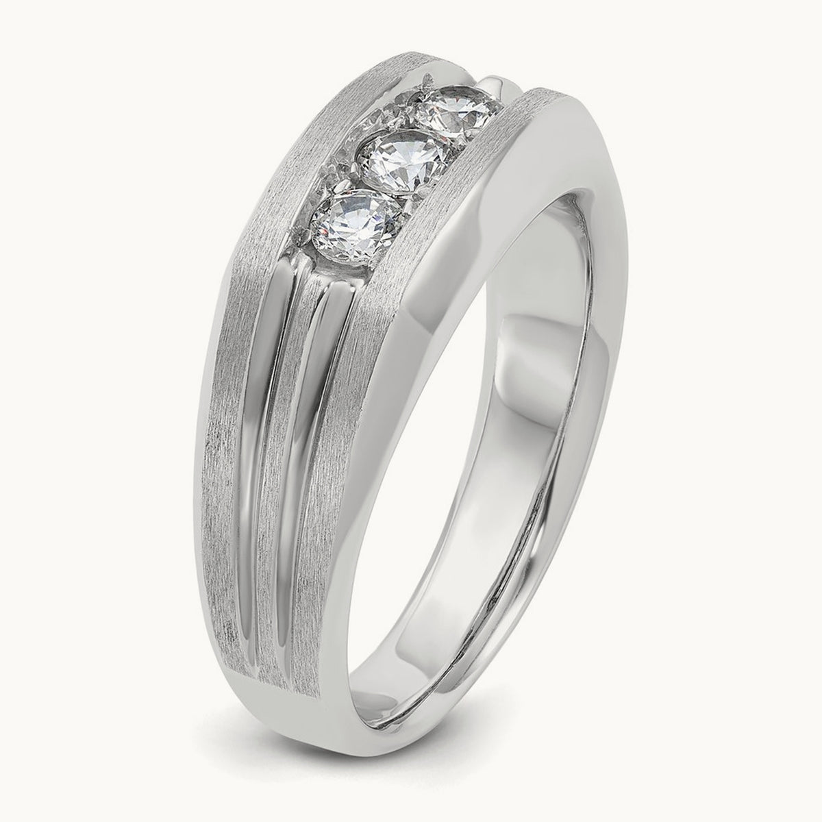 3 Stone Men's Ring, 0.50 ct tw Lab-Grown Diamond