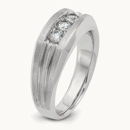 3 Stone Men's Ring, 0.50 ct tw Lab-Grown Diamond