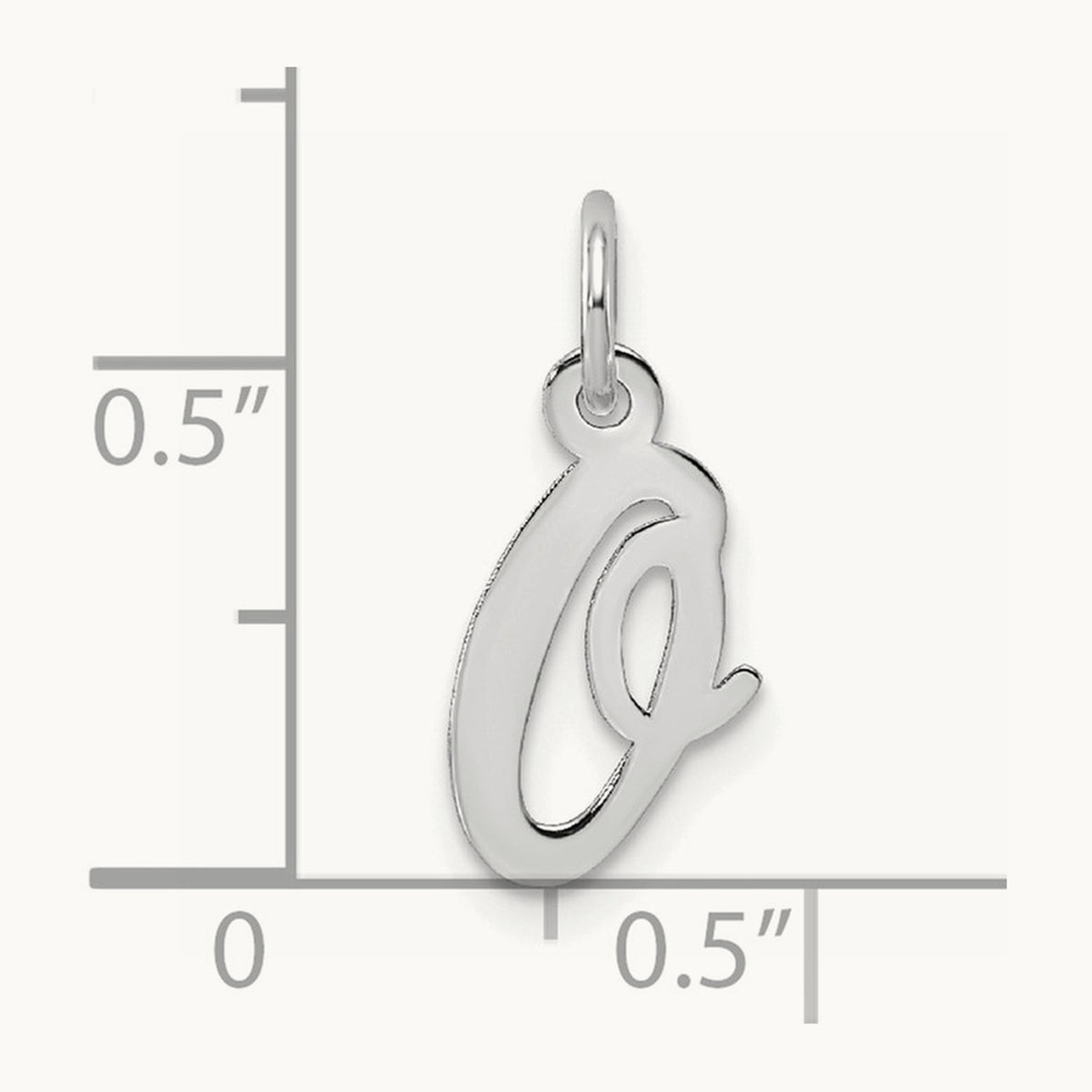 Small Script Letter O Initial Charm, 14K White Gold