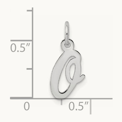 Small Script Letter O Initial Charm, 14K White Gold