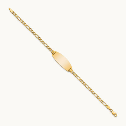 Semi-Solid Oval ID Figaro Bracelet, 14K