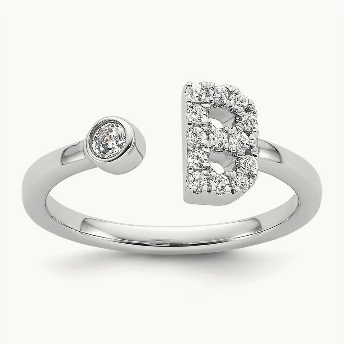 Initial B Adjustable Ring, 0.20 ct tw Lab-Grown Diamond