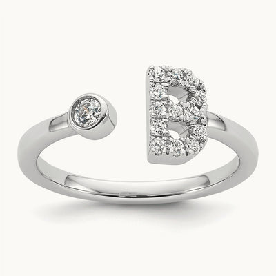 Initial B Adjustable Ring, 0.20 ct tw Lab-Grown Diamond